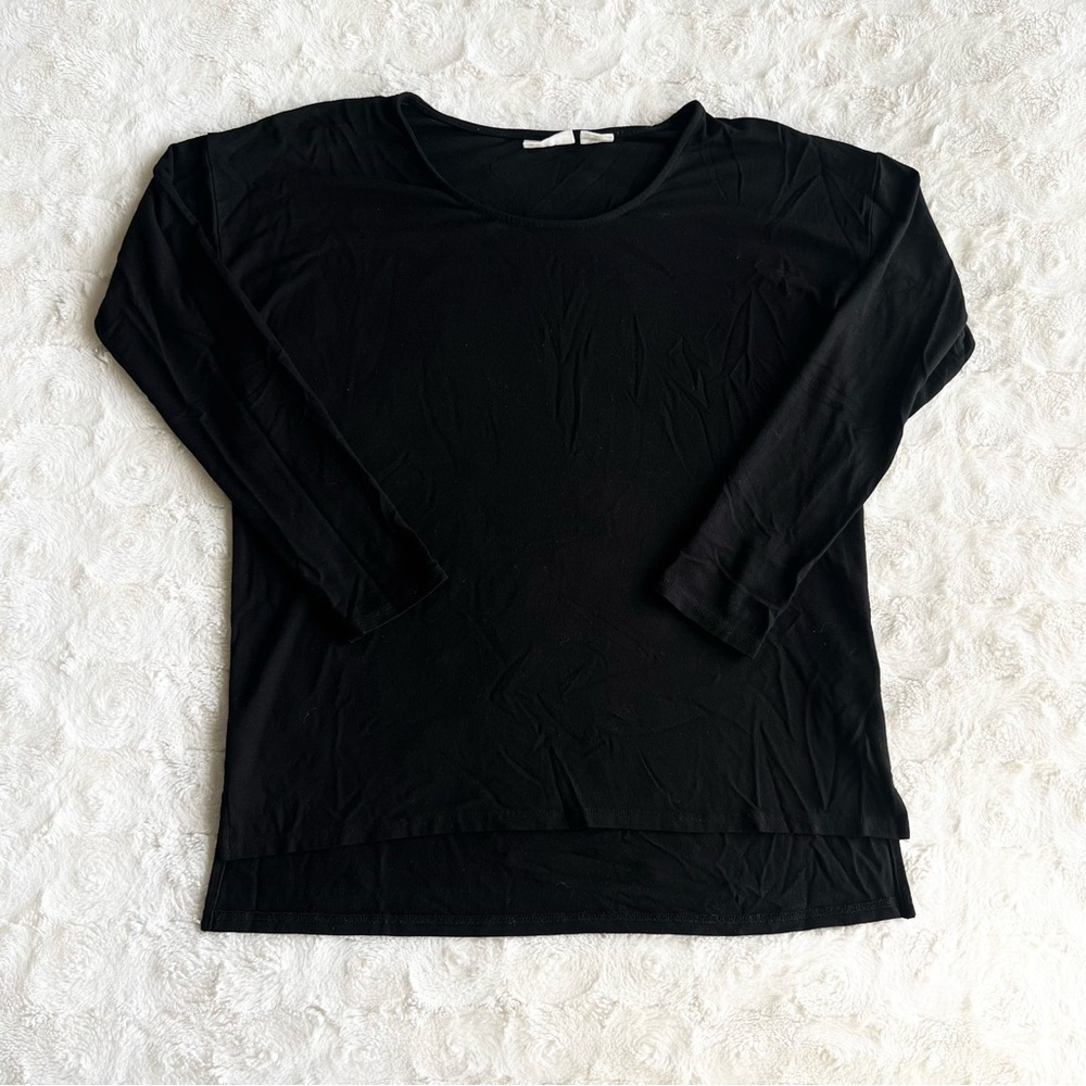 Black Shirt Tee Top Womens XS Round Neck Minimalist Classic Neutral Goth Grunge